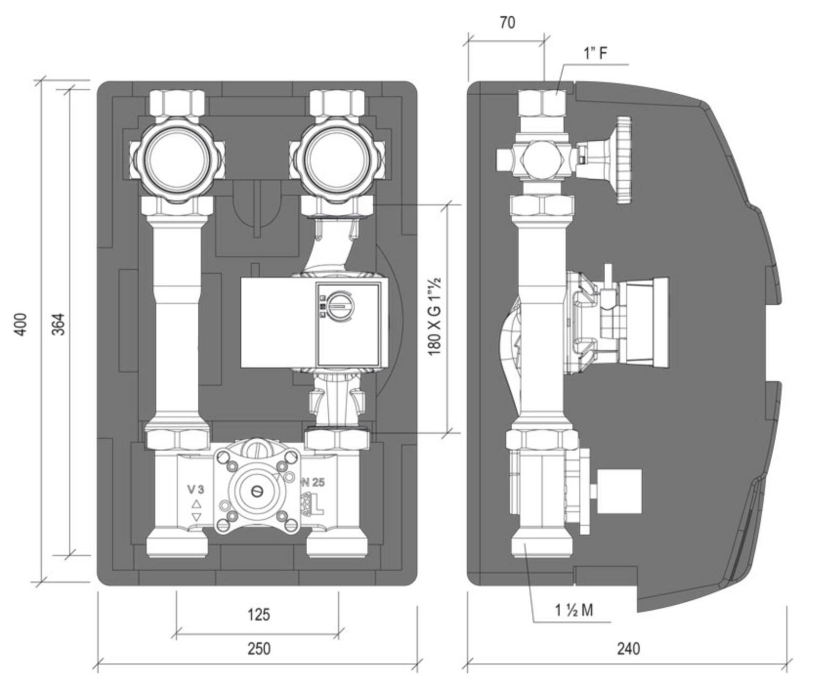 KM3-125 DN25 - Mixed Temperature Pump Group