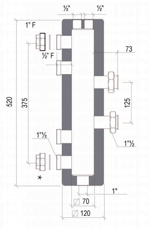 CP70 Hybrid Low Loss Header - KOMPAT DN25