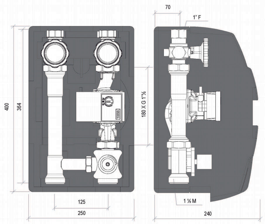 KTV3-125 DN25 - Mixed Temperature Pump Group
