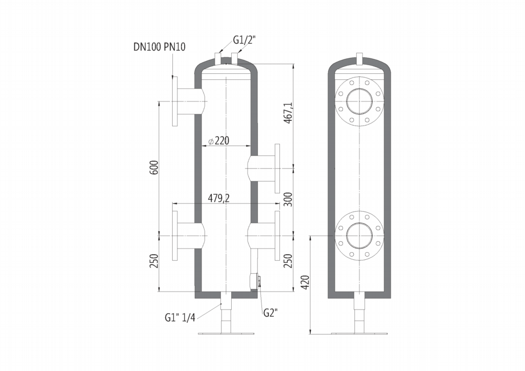 HS 220 DN40/50 Low Loss Header - Hercules