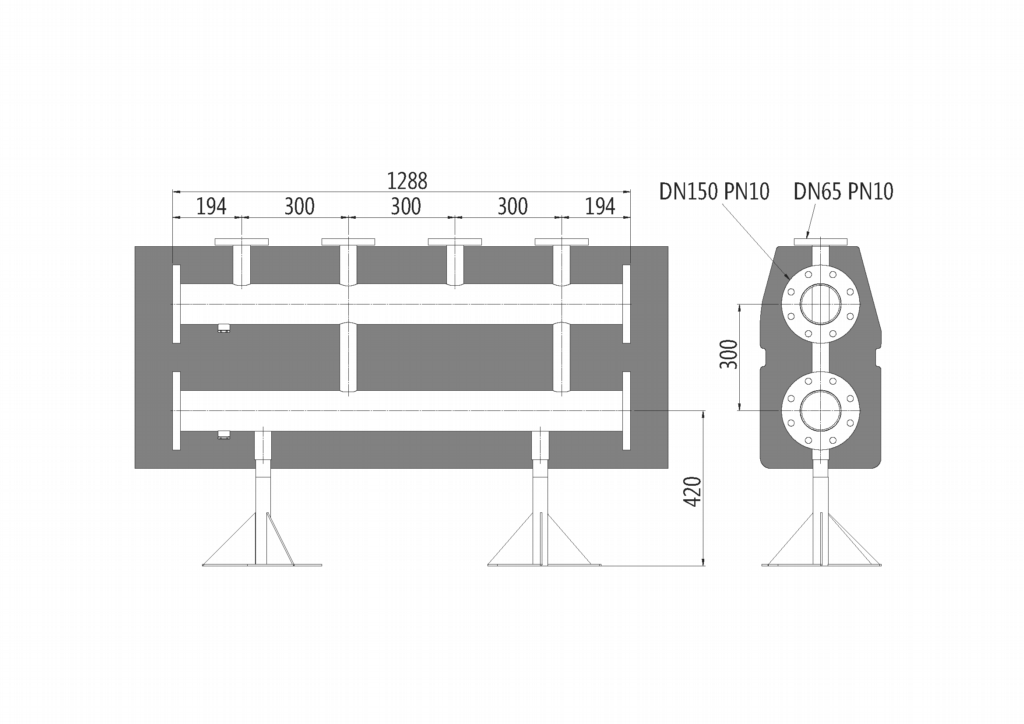 Hercules Heating Pump Group, Manifold Dimensional Drawing