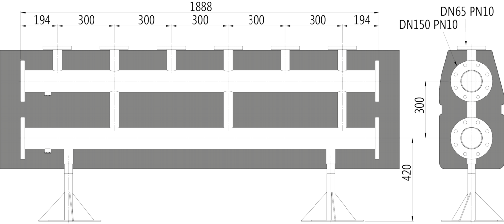 Hercules Heating Pump Group, Manifold Dimensional Drawing