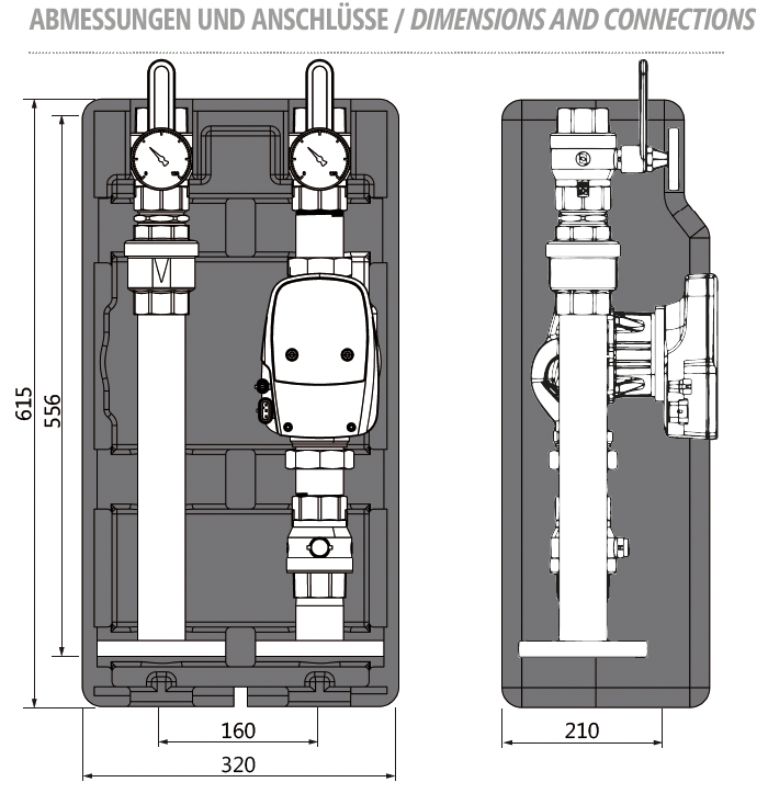 S-DN40 Direct Pump Group (GRUNDFOS UPM10XL PUMP) LEFT HANDING