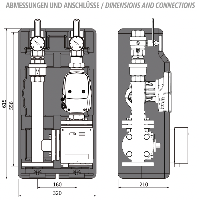 S-DN40 Mixed Pump Group (GRUNDFOS UPM10XL PUMP) RIGHT HANDING